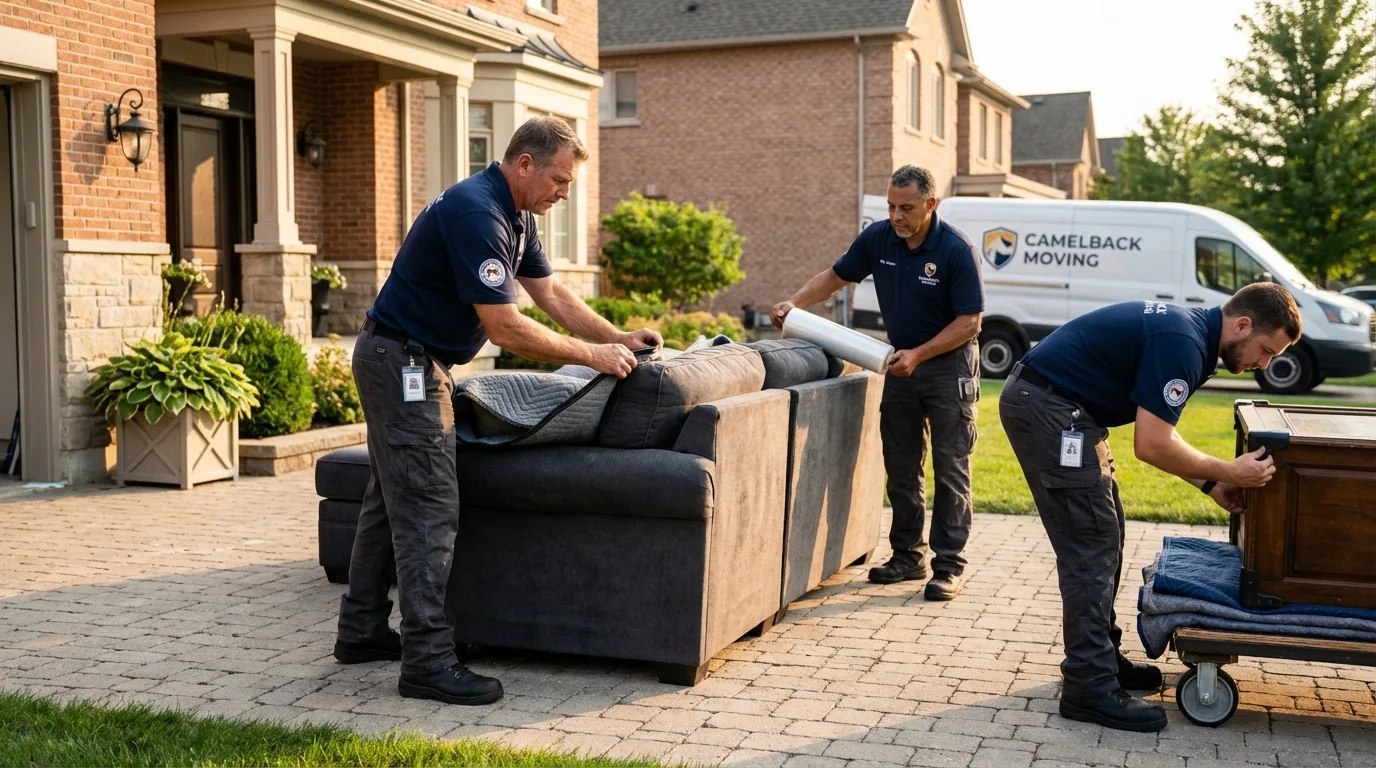 Large estate moving crew wrapping furniture in Derwood, MD