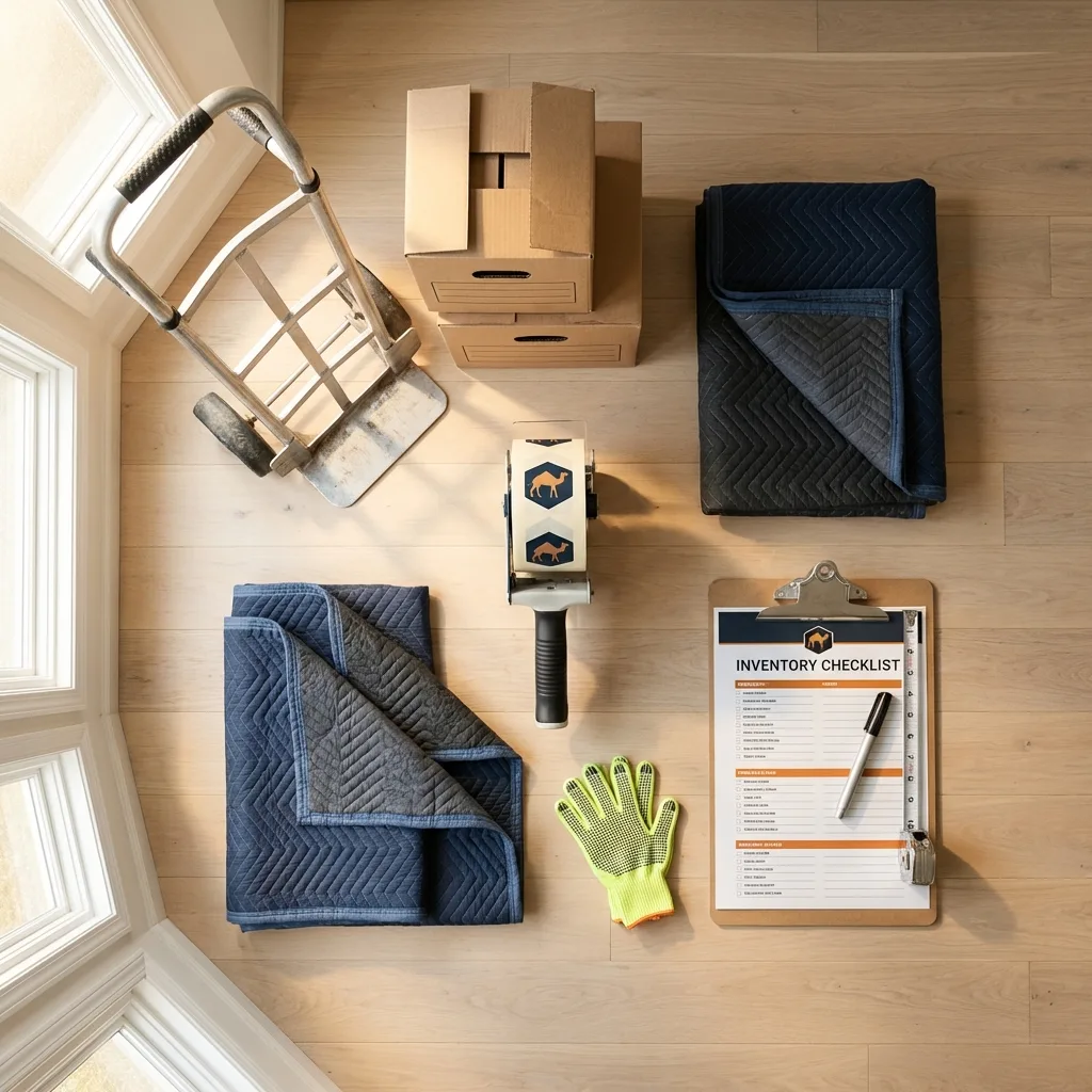 Professional moving supplies and packing materials layout for Derwood residential relocations